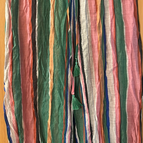 Lulus Striped Sheer Wide Leg Beachy Coastal Pants Pink Green Size Small - Picture 4 of 13